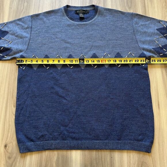 Bugatchi Uomo Blue Crewneck Sweater Size M 100% Pure New Merino Wool Grandpa EUC - Picture 7 of 9